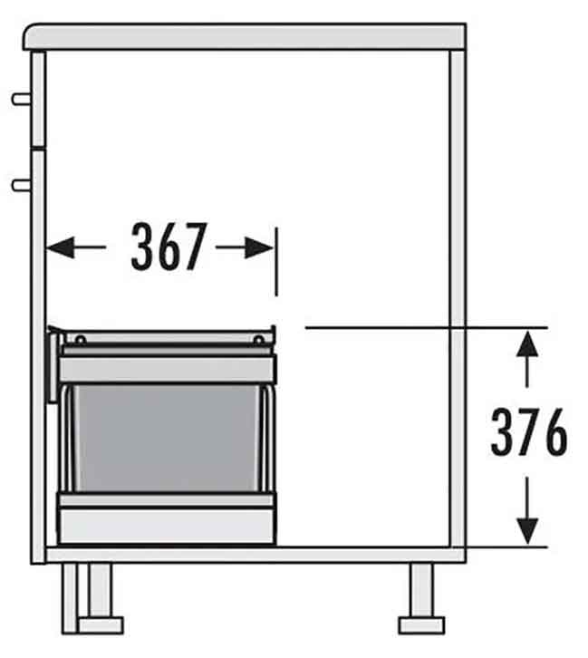 Hailo Einbaumülleimer Tandem S plus für Schränke ab 60cm, Kunststoff