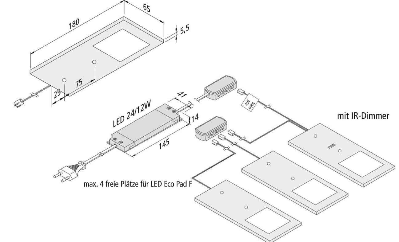 Hera LED Eco-Pad F alu-gebürstet 3er Set