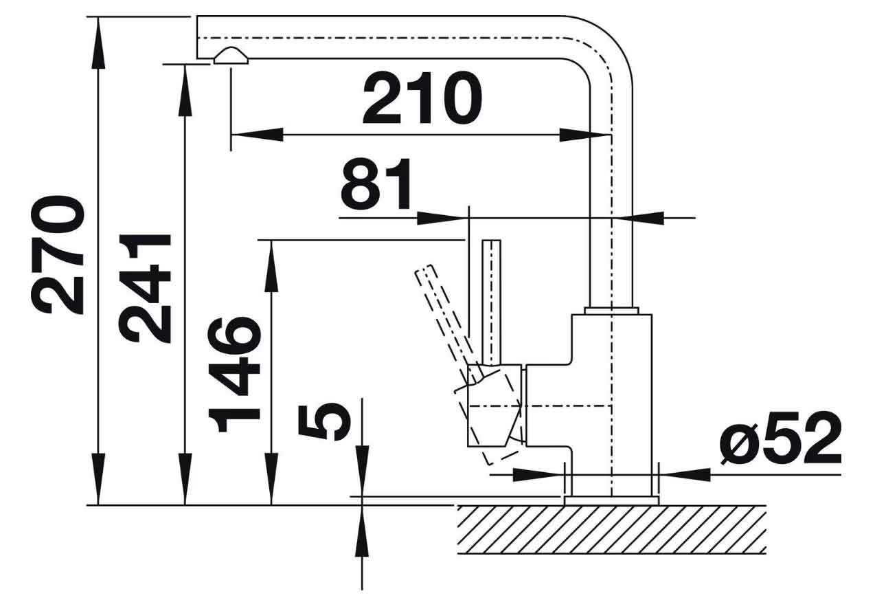 BLANCO Küchenarmatur MILA RH HP CHR mixer Tap, chrom, Hochdruck, 360° schwenkbar