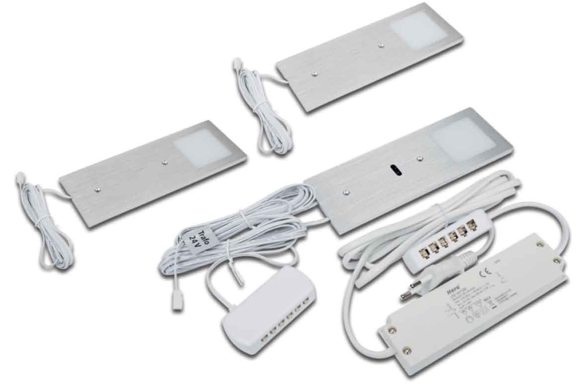 Hera LED Eco-Pad F alu-gebürstet 3er Set